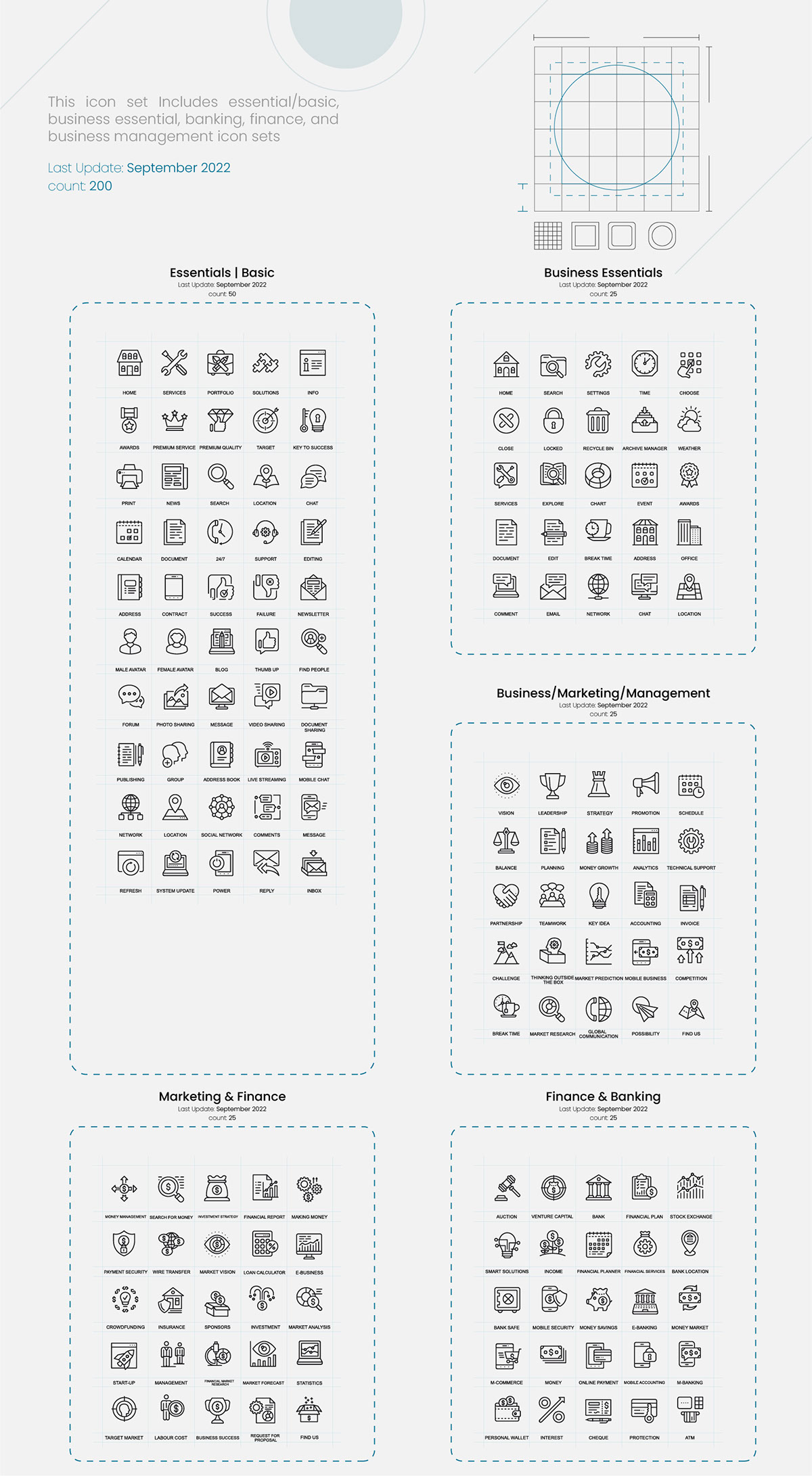200 Business and Finance Icons Set rendition image