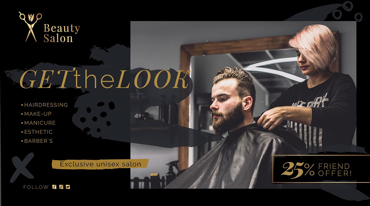 Beauty saloon banner template rendition image