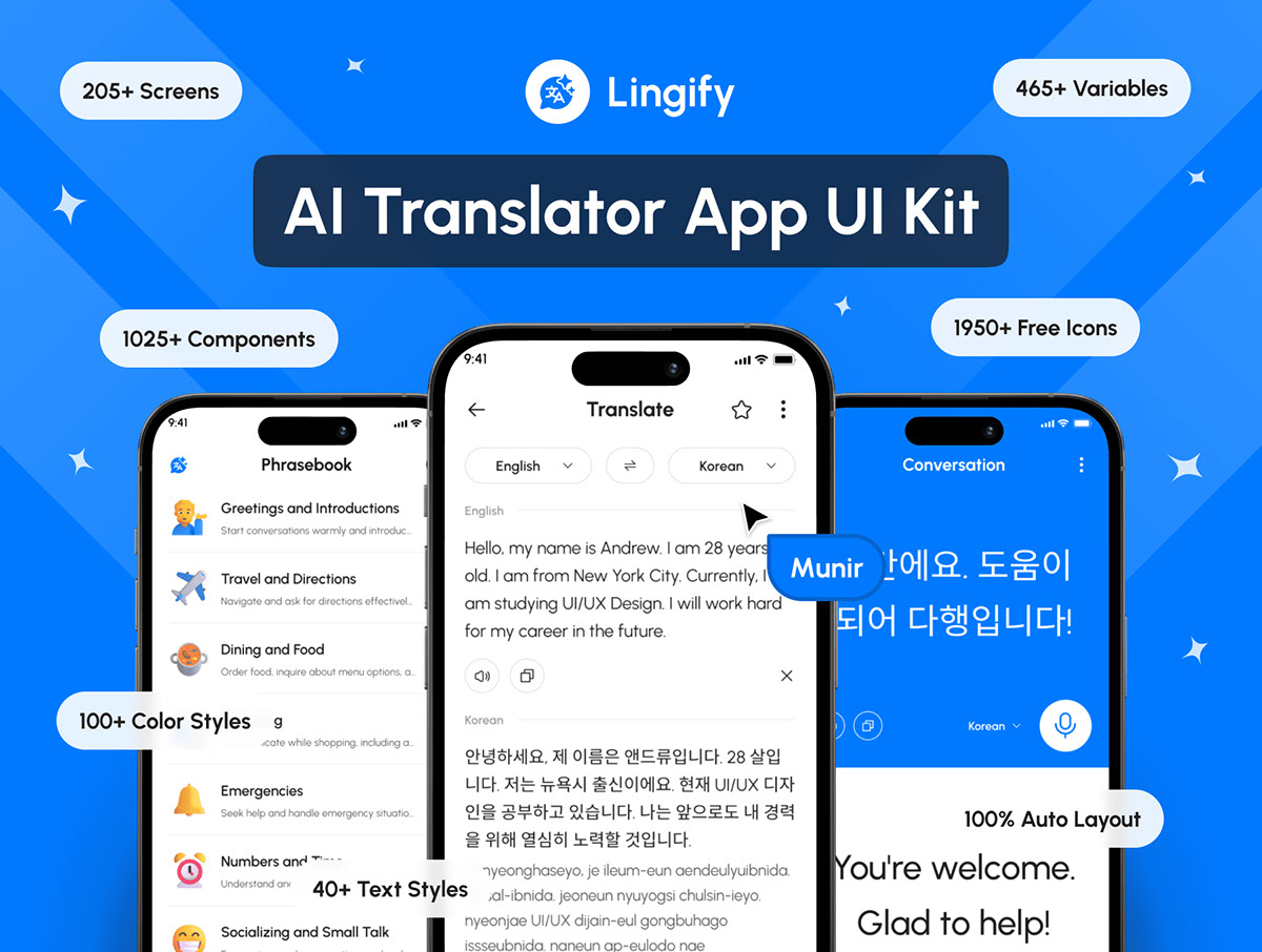 Lingify - AI Translator App UI Kit rendition image