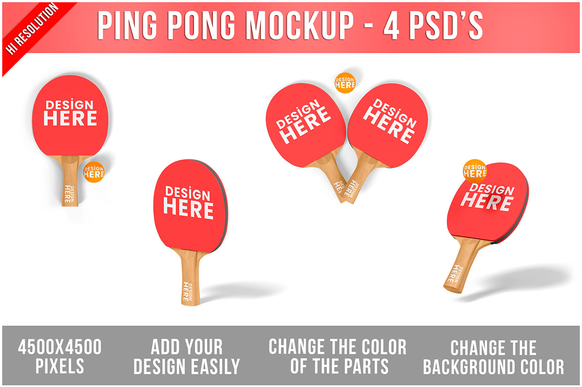 Ping Pong Paddle Mockup rendition image