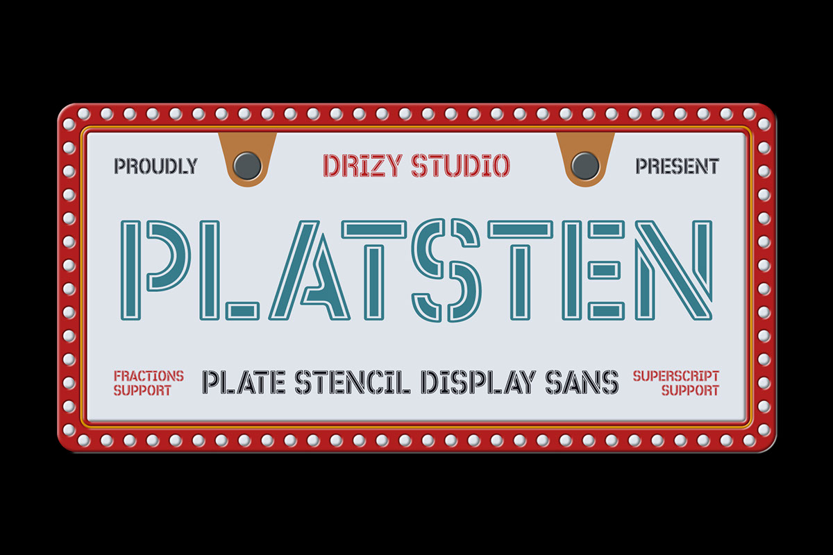 Platsten - Plate Stencil Display Font rendition image