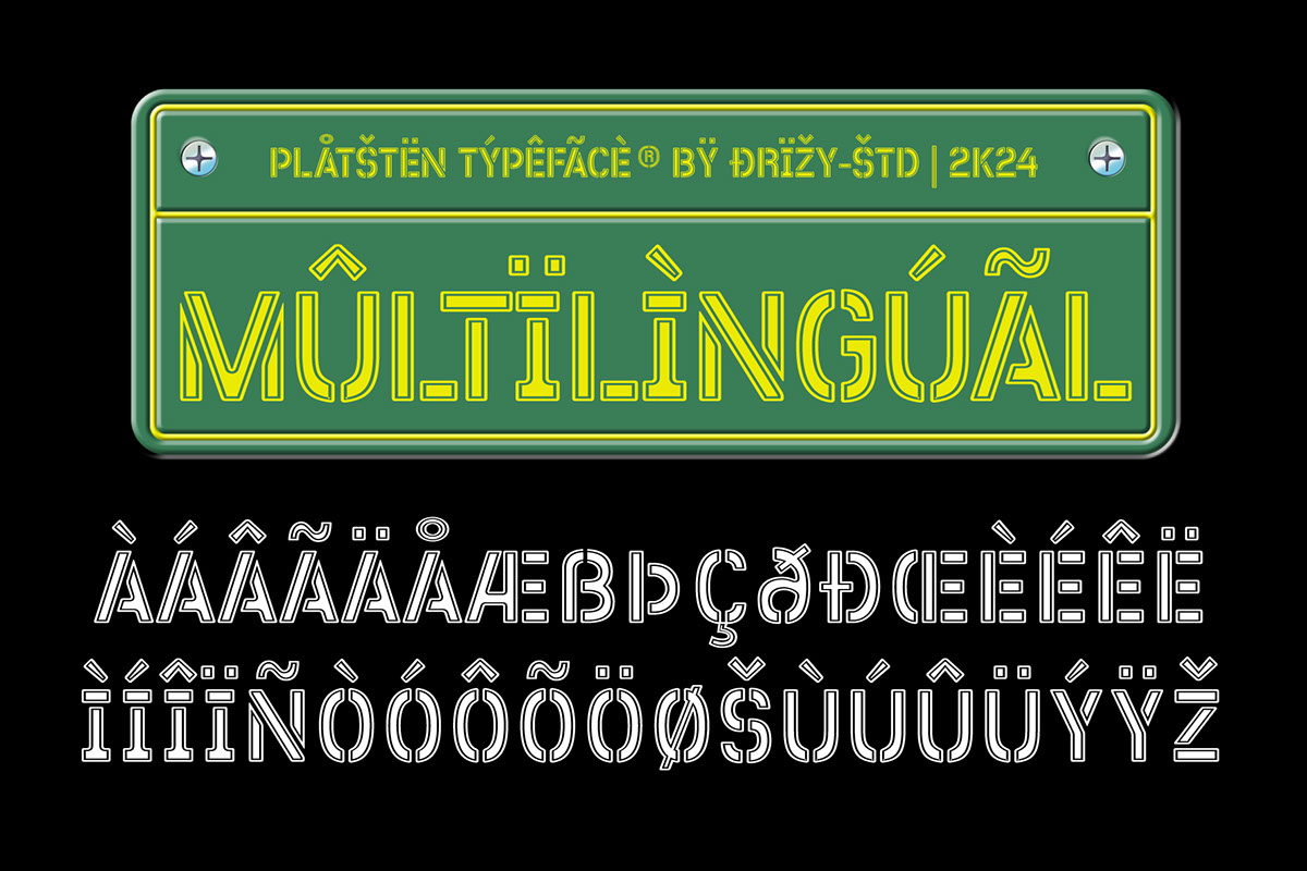 Platsten - Plate Stencil Display Font rendition image