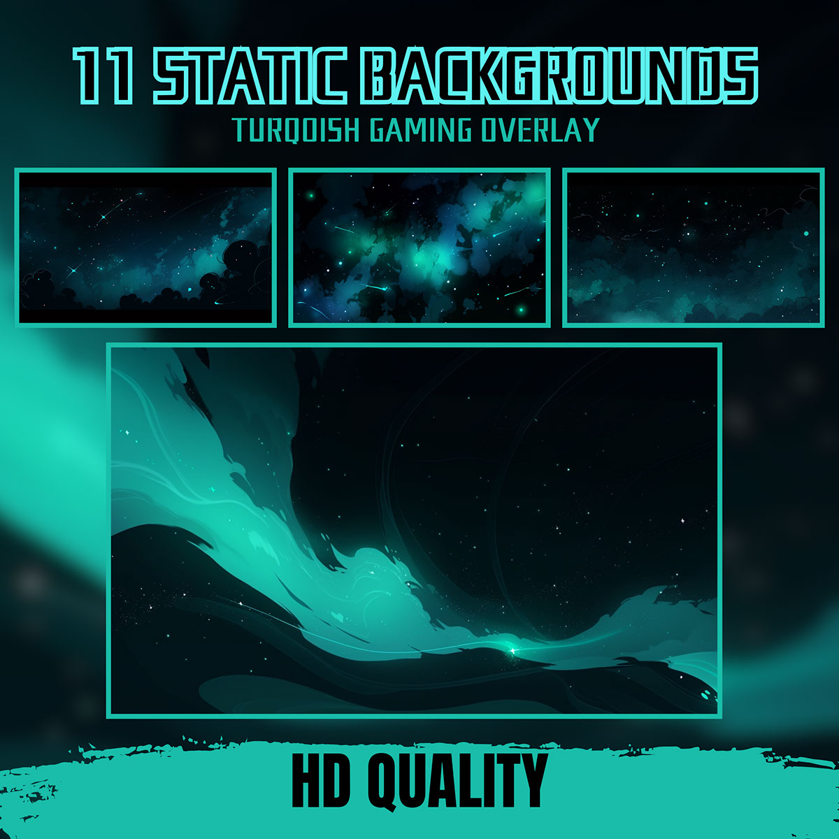 Turquoise Gaming Twitch Overlay Pack rendition image