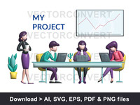 Business people 3D vector illustration