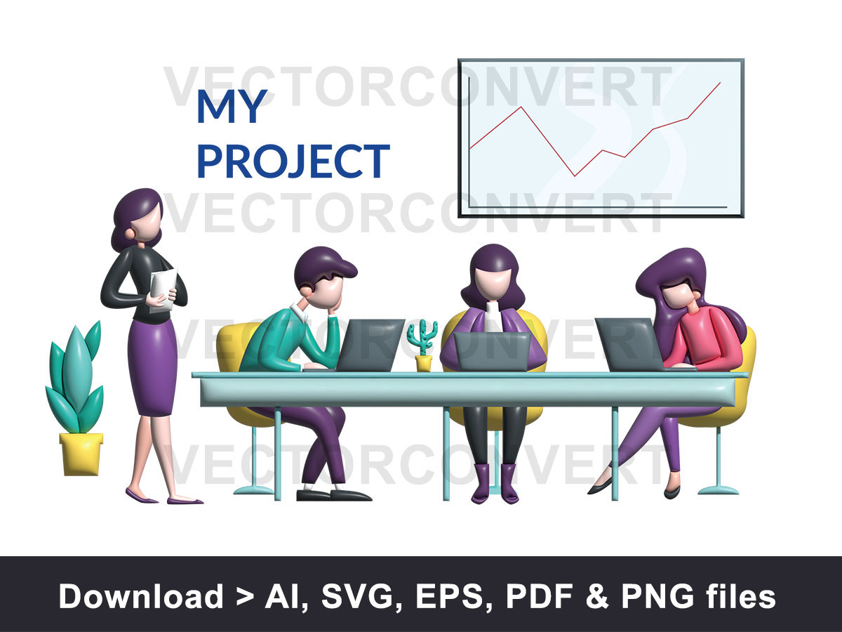 Business people 3D vector illustration rendition image