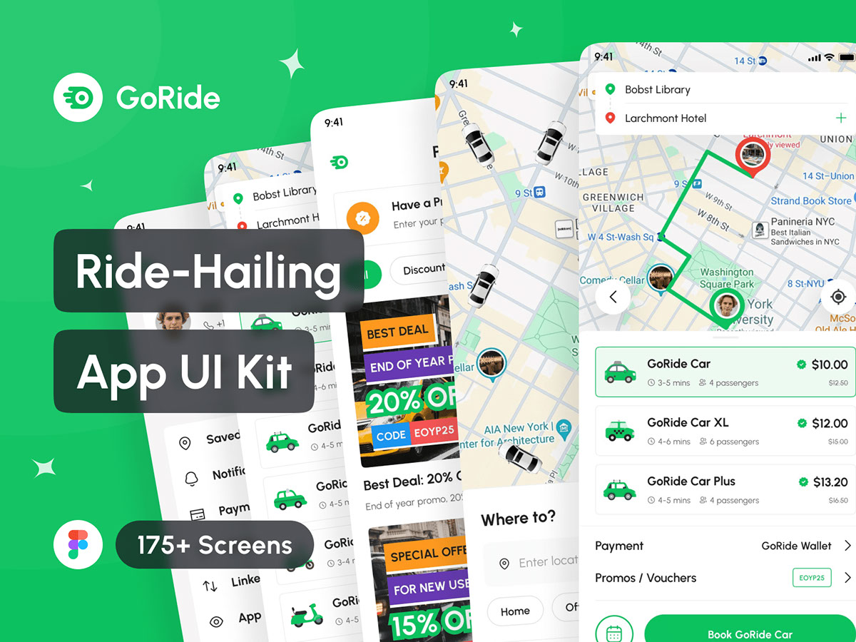 GoRide - Ride-Hailing App UI Kit rendition image