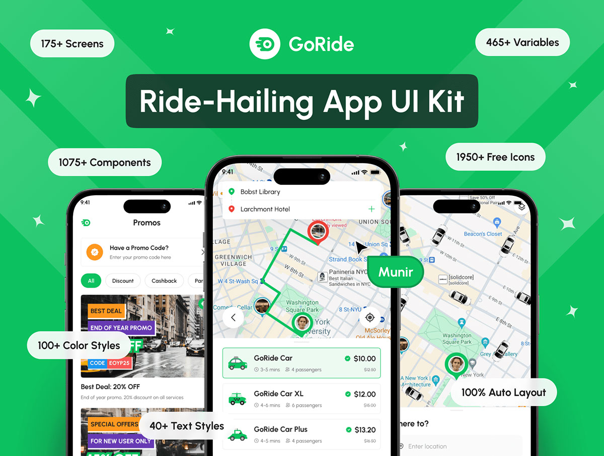 GoRide - Ride-Hailing App UI Kit rendition image