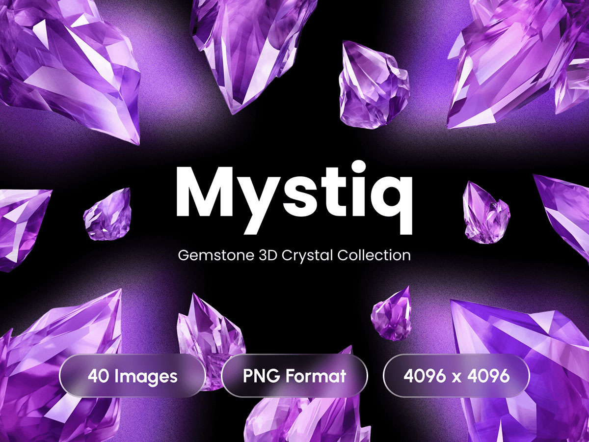 Mystiq - Gemstone 3D Crystal Purple Gradient Collection rendition image
