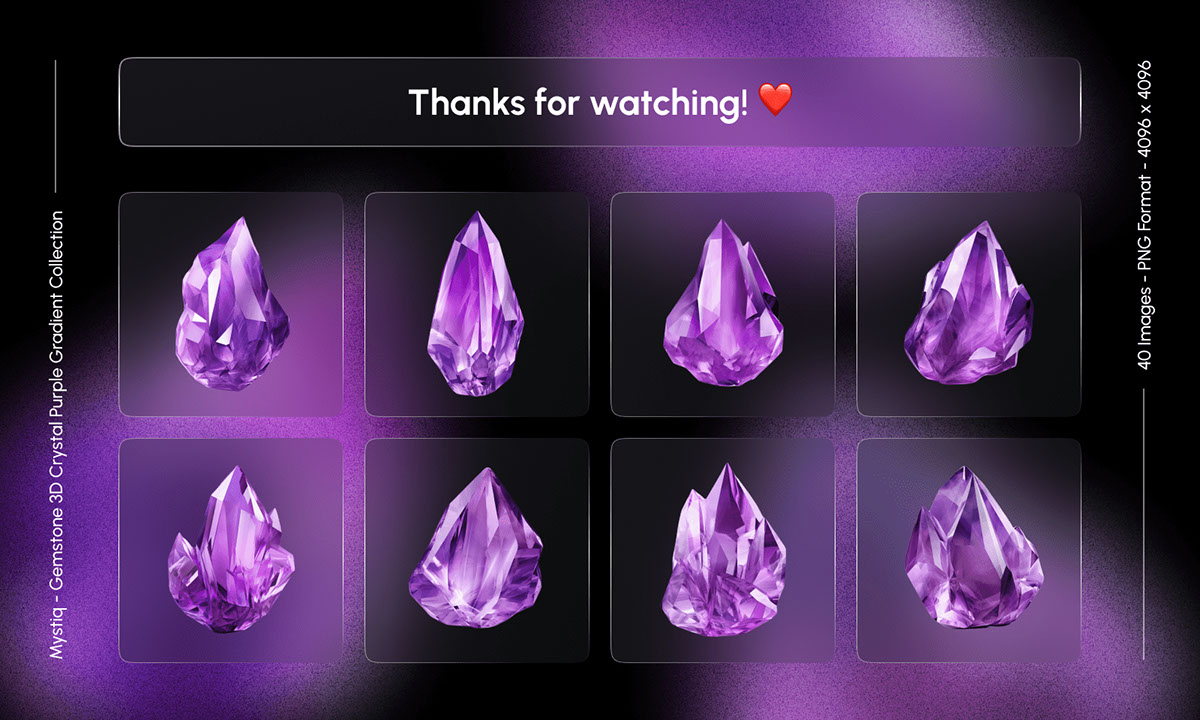 Mystiq - Gemstone 3D Crystal Purple Gradient Collection rendition image