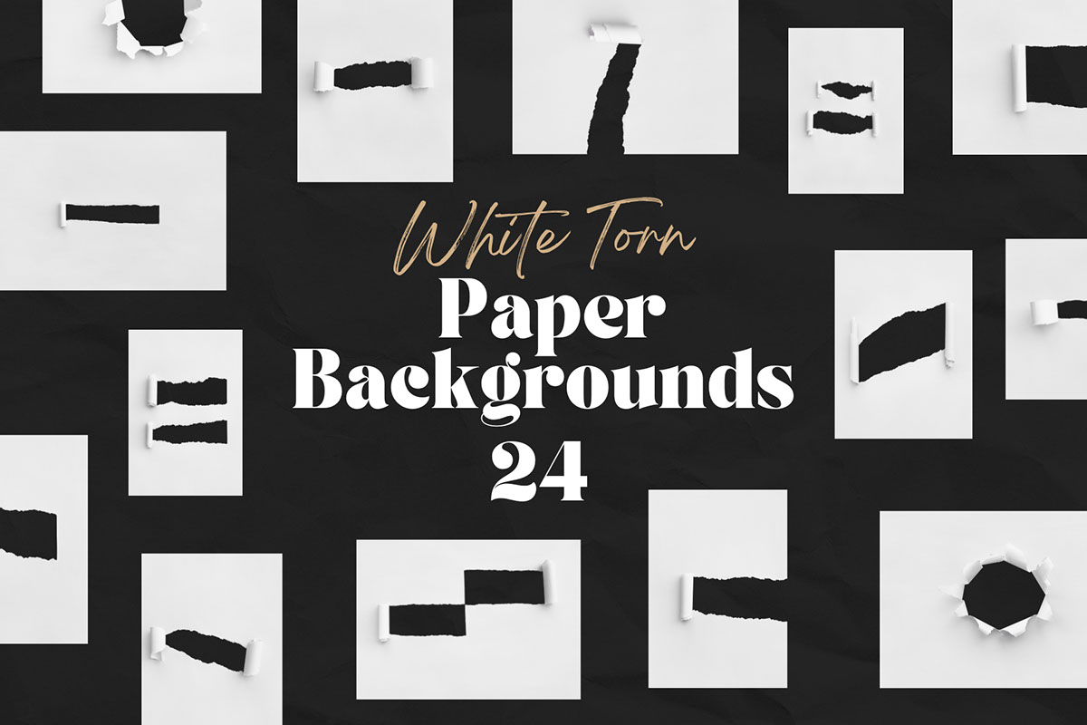 24 White Torn Paper Backgrounds rendition image