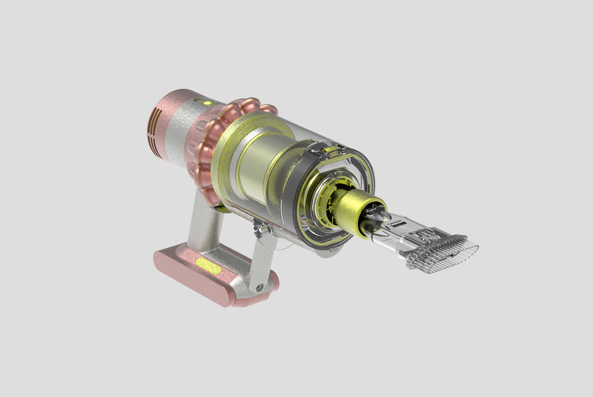 Lin Yu Jhen Dyson vacuum cleaner CMF design rendition image