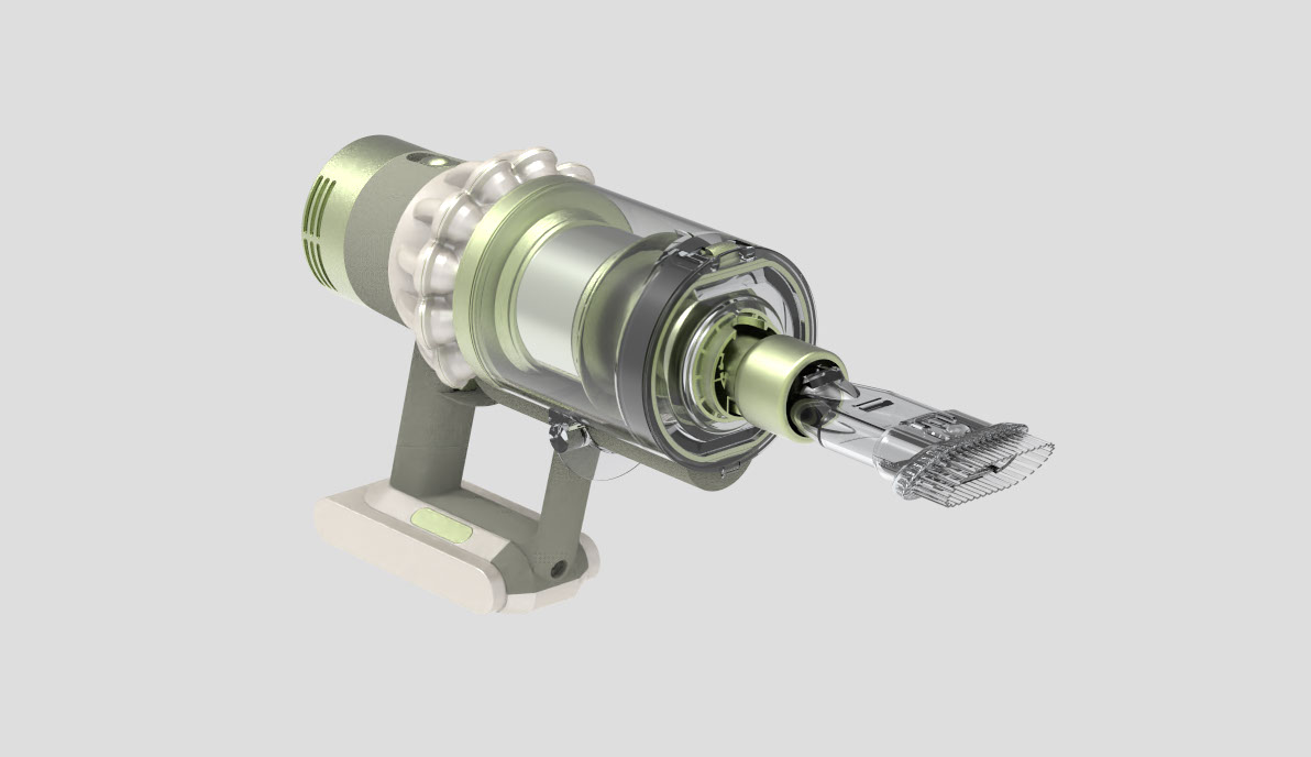 Lin Yu Jhen Dyson vacuum cleaner CMF design rendition image