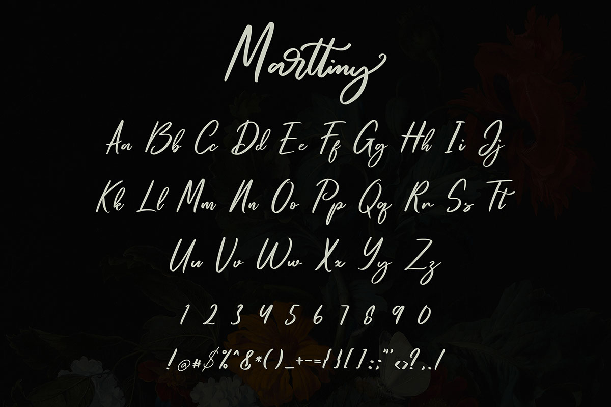 Marttiny Modern Script Font rendition image