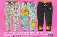 fully custom cotton linen pants mockup psd Template