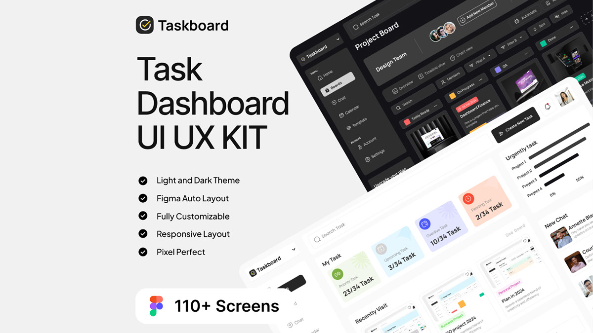 Taskboard - Task Dashboard UI UX KIT rendition image