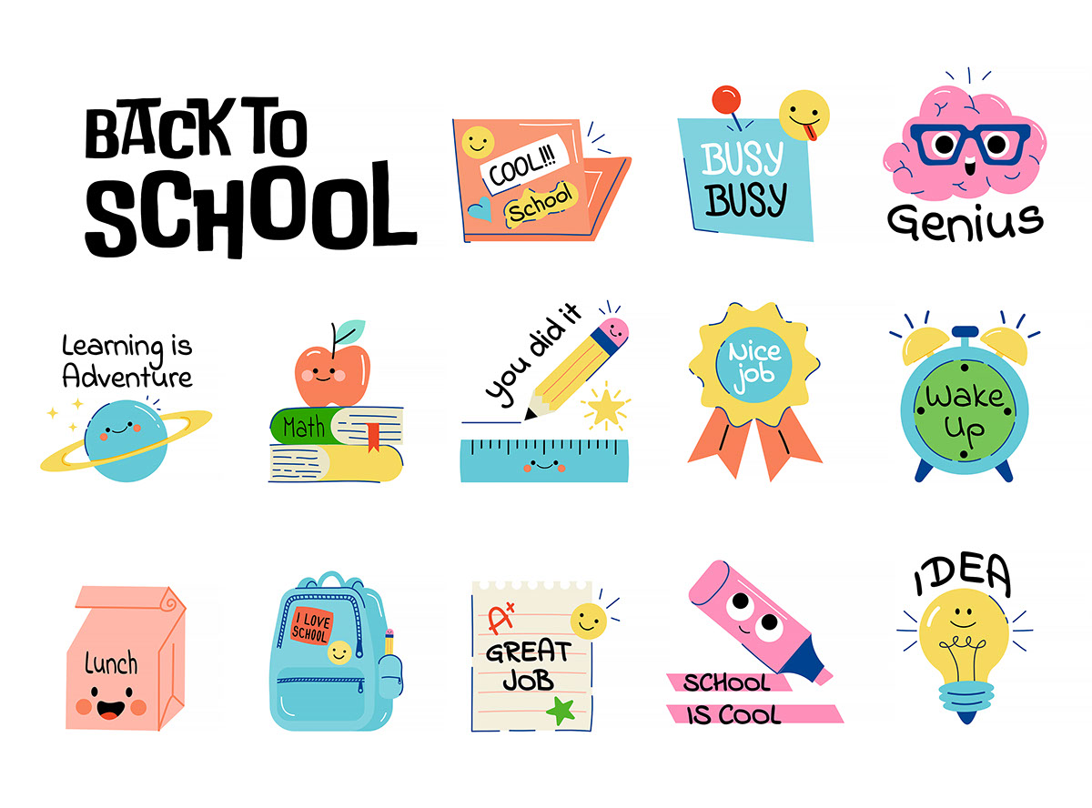Back to School sticker pack rendition image
