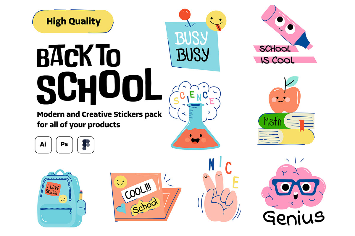Back to School sticker pack rendition image