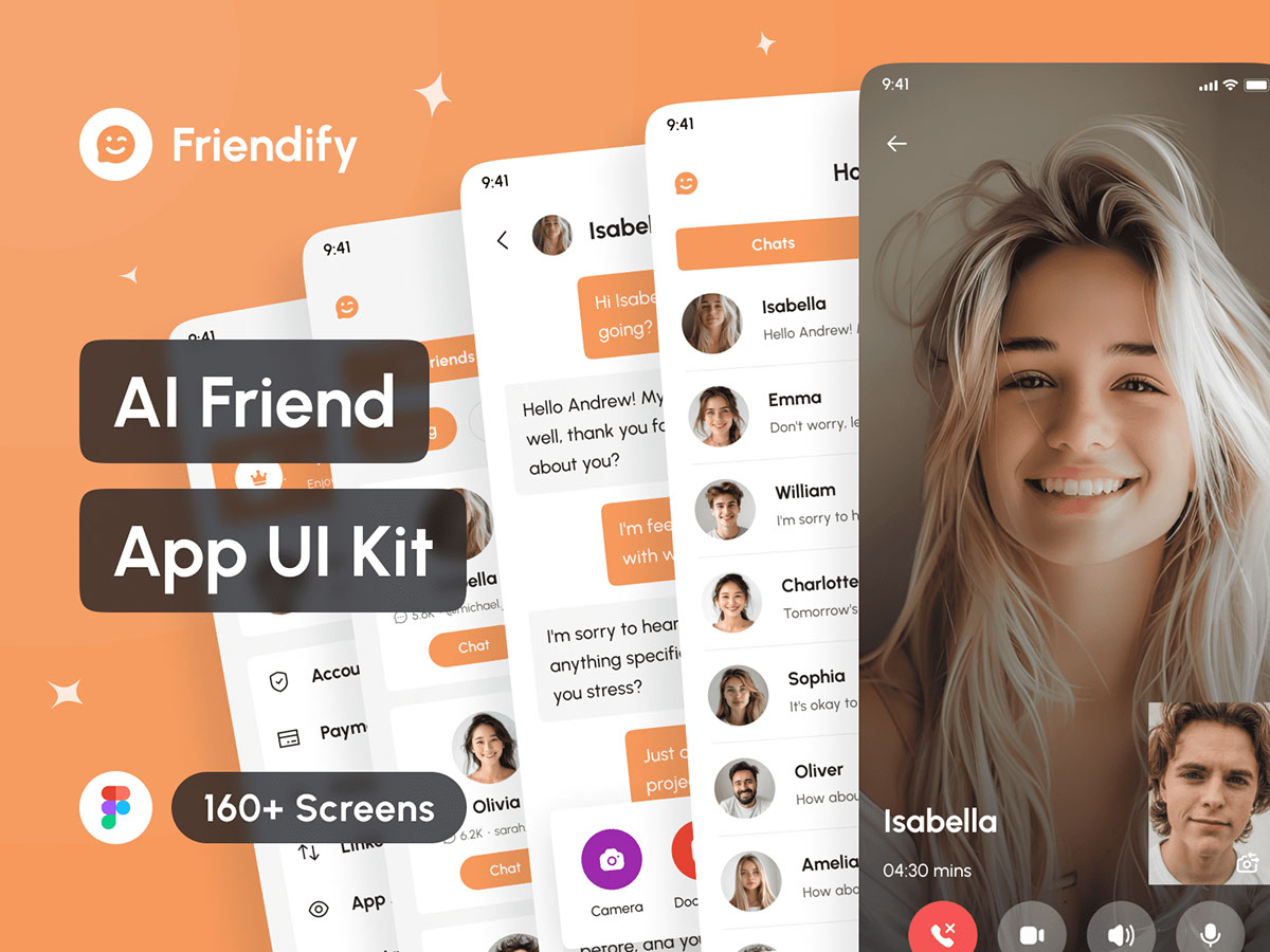 Friendify - AI Friend App UI Kit rendition image