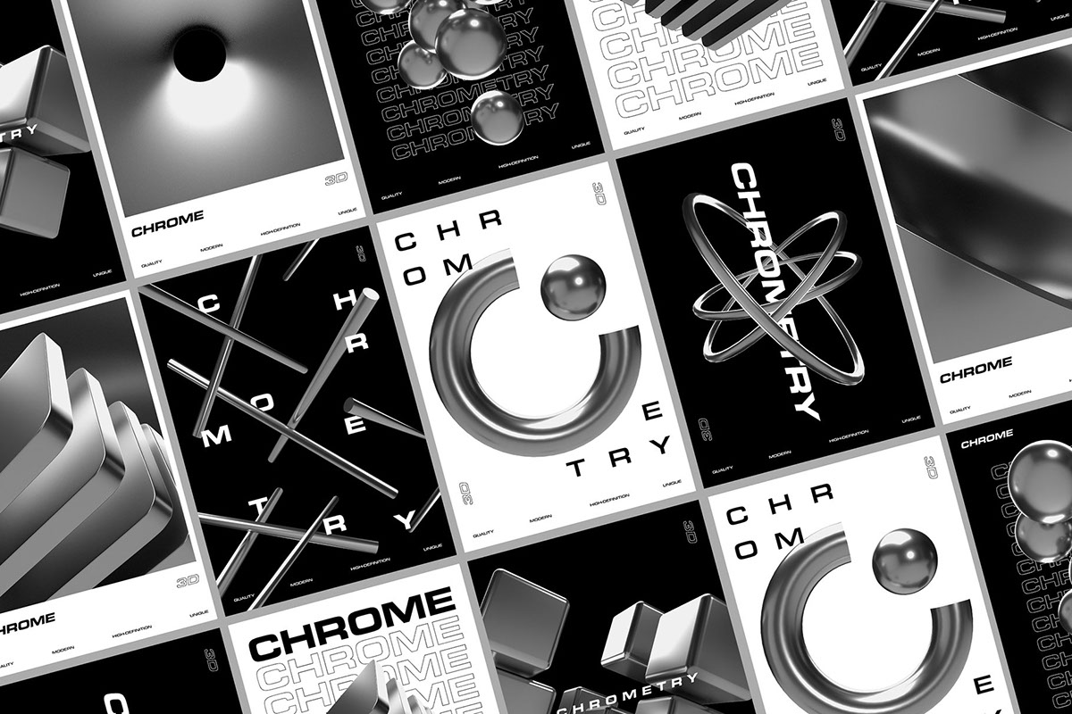 DOWNLOAD - CHROMETRY Geometry 3D Shapes by Designessense rendition image