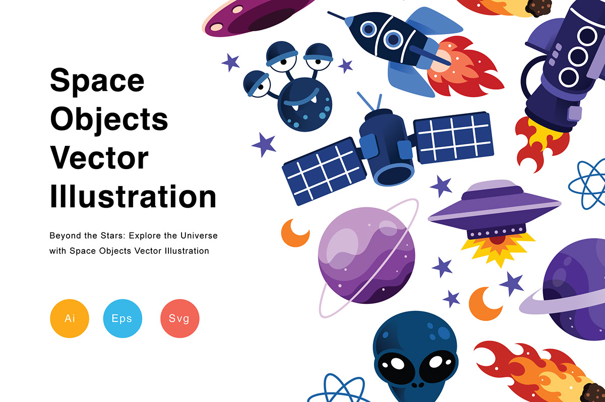 Space Objects Vector Illustration rendition image