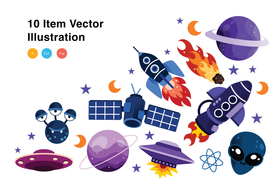 Space Objects Vector Illustration rendition image