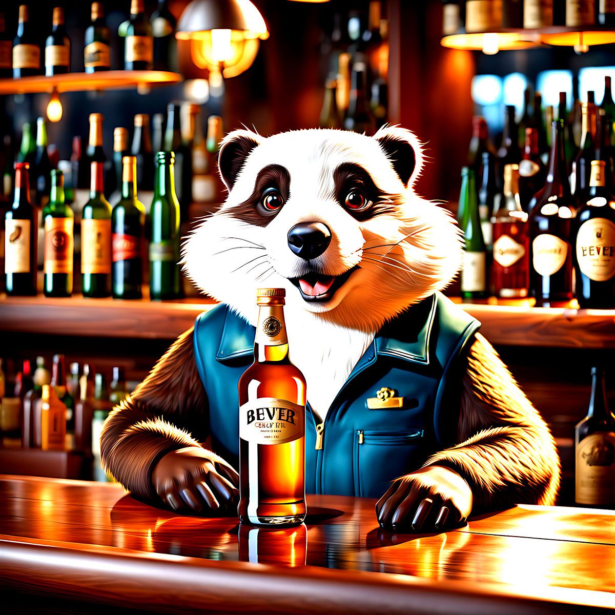 Bever in a bar rendition image