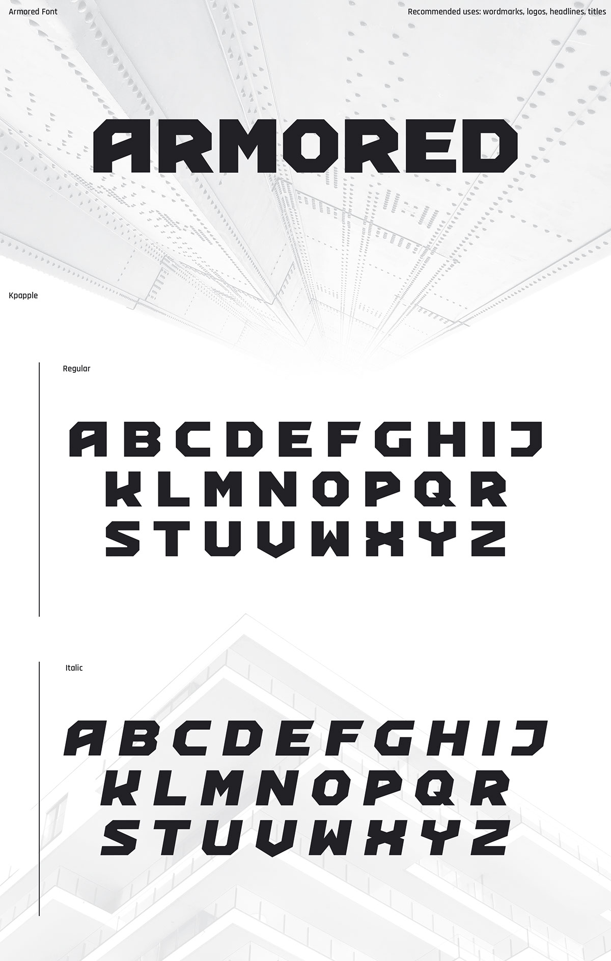 Armored Font rendition image