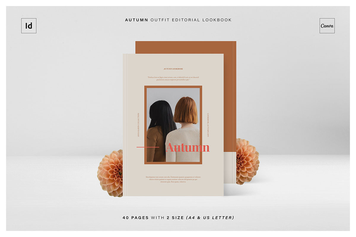 AUTUMN Outfit Editorial Lookbook InDesign Canva Template rendition image