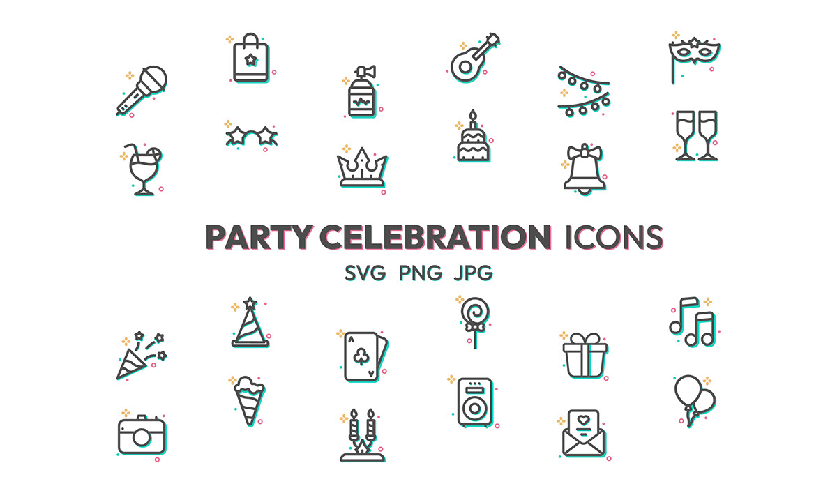Party celebration icons rendition image