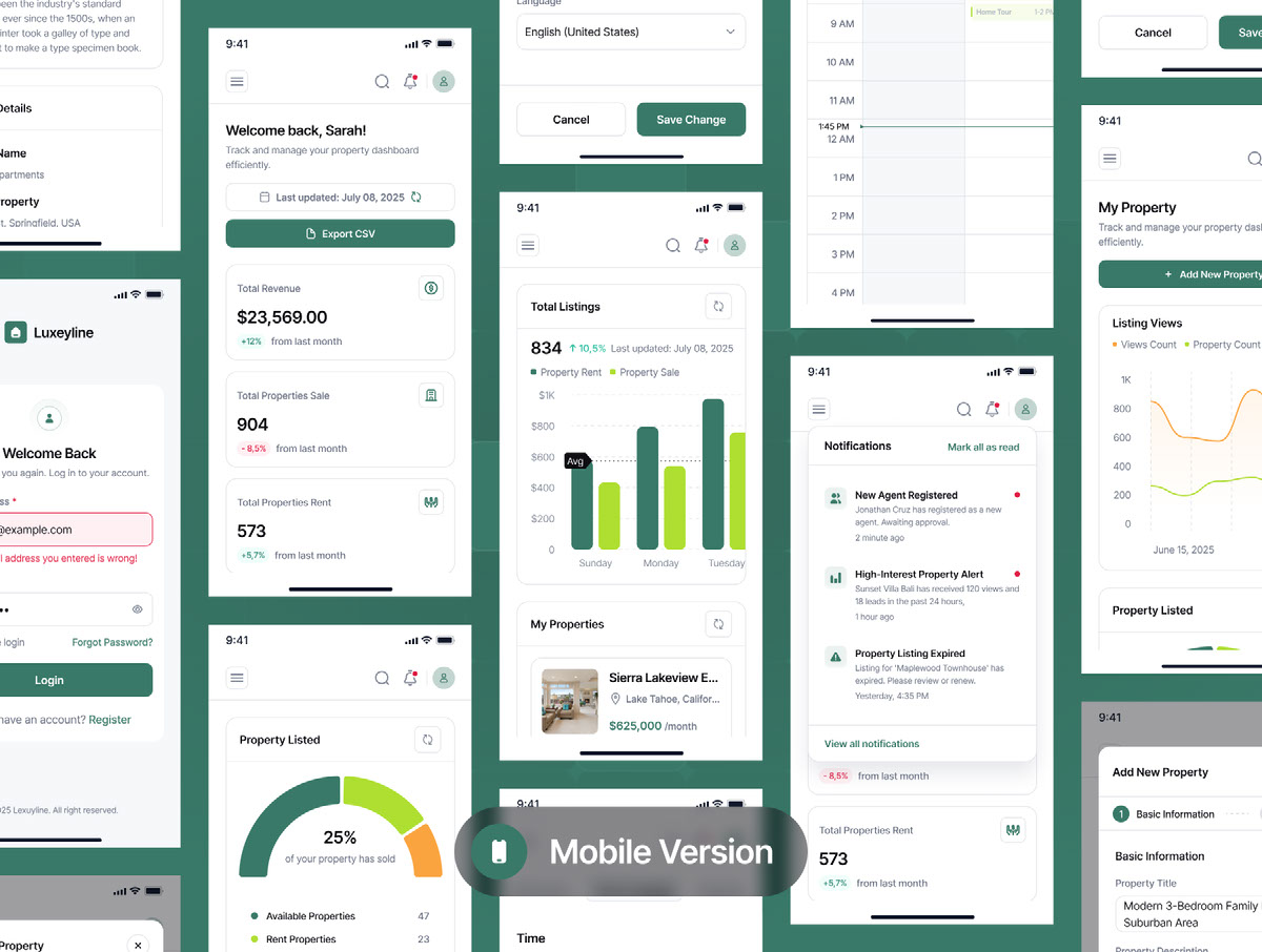 Real Estate Web App Dashboard UI Kit on Behance :: Behance