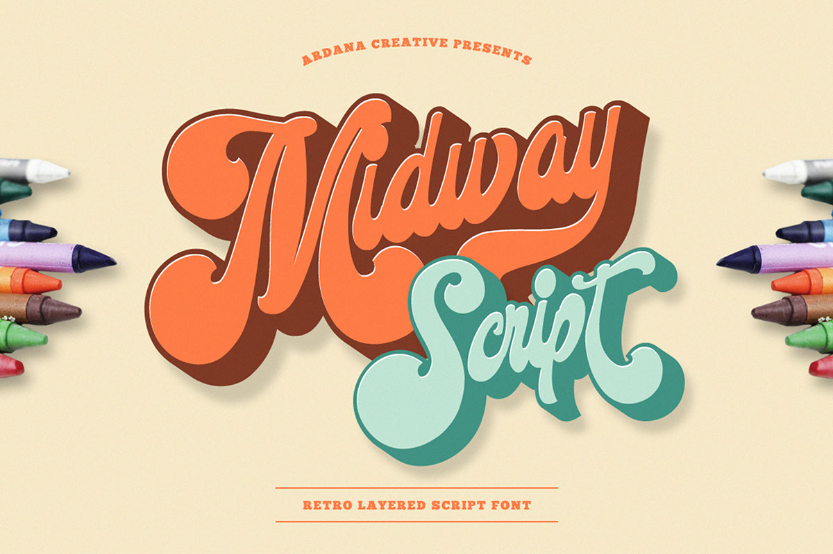 Midway Retro Script Font rendition image