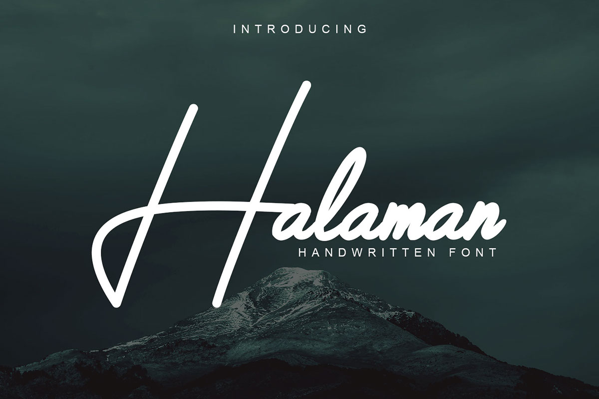 Halaman Handwritten Font rendition image