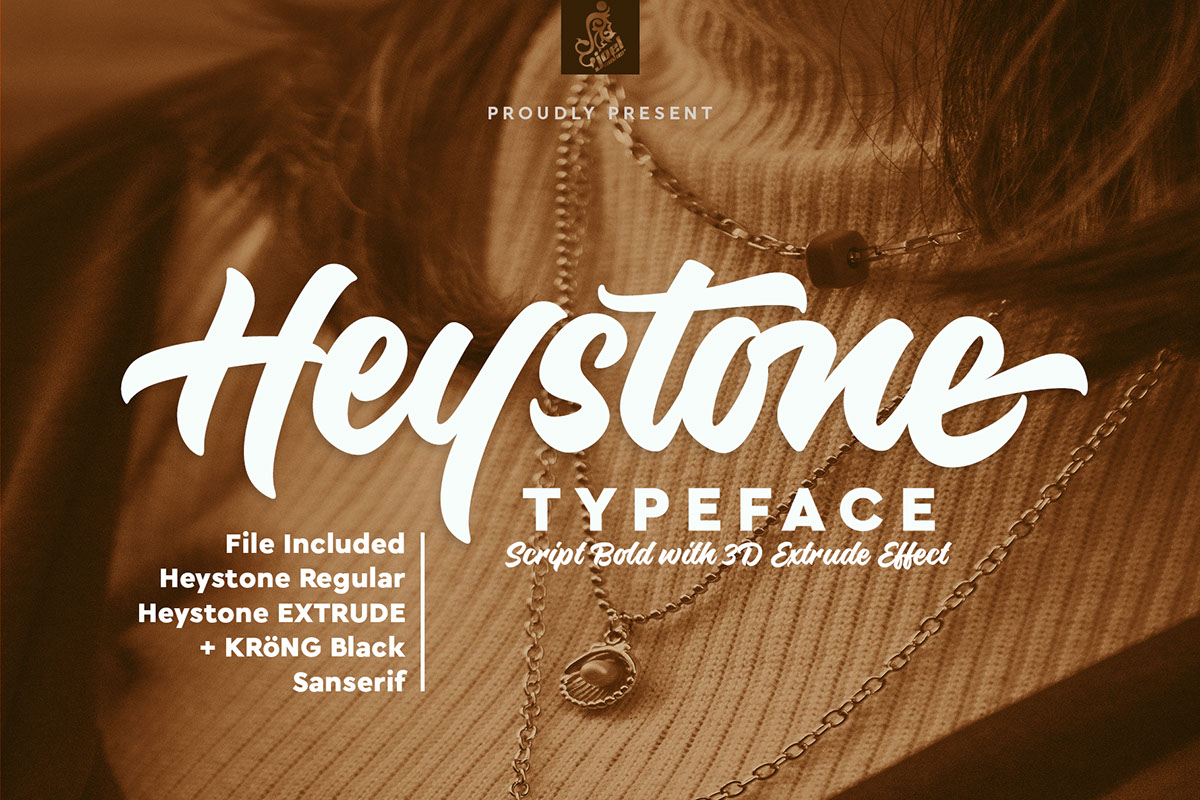 Heystone Typeface Extrude rendition image