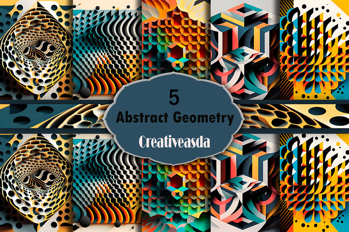 Abstract Geometry Paper Art illustrations rendition image
