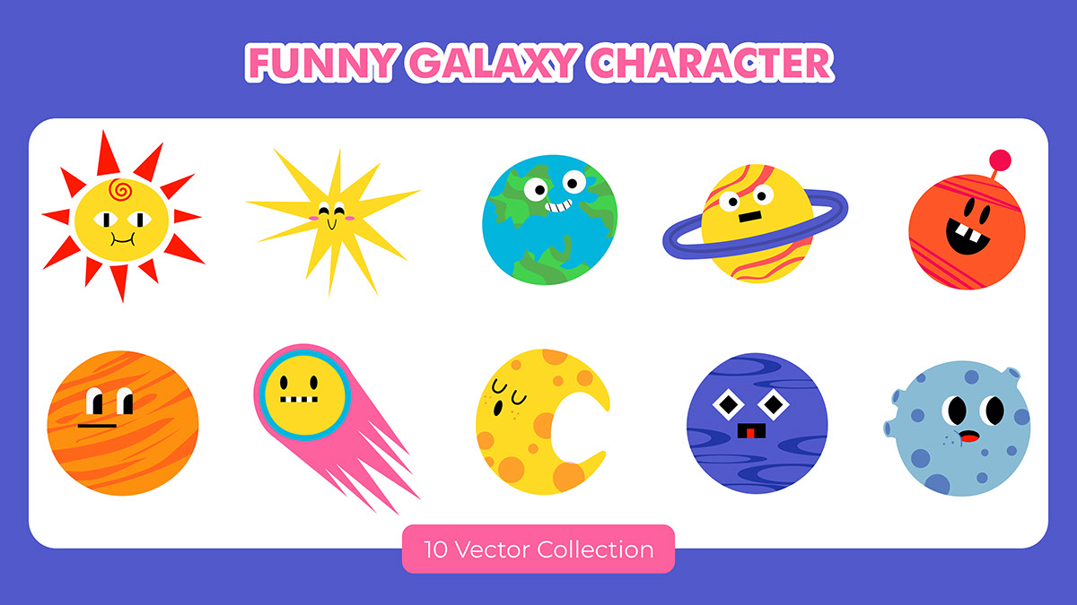 Funny Galaxy Character Set rendition image