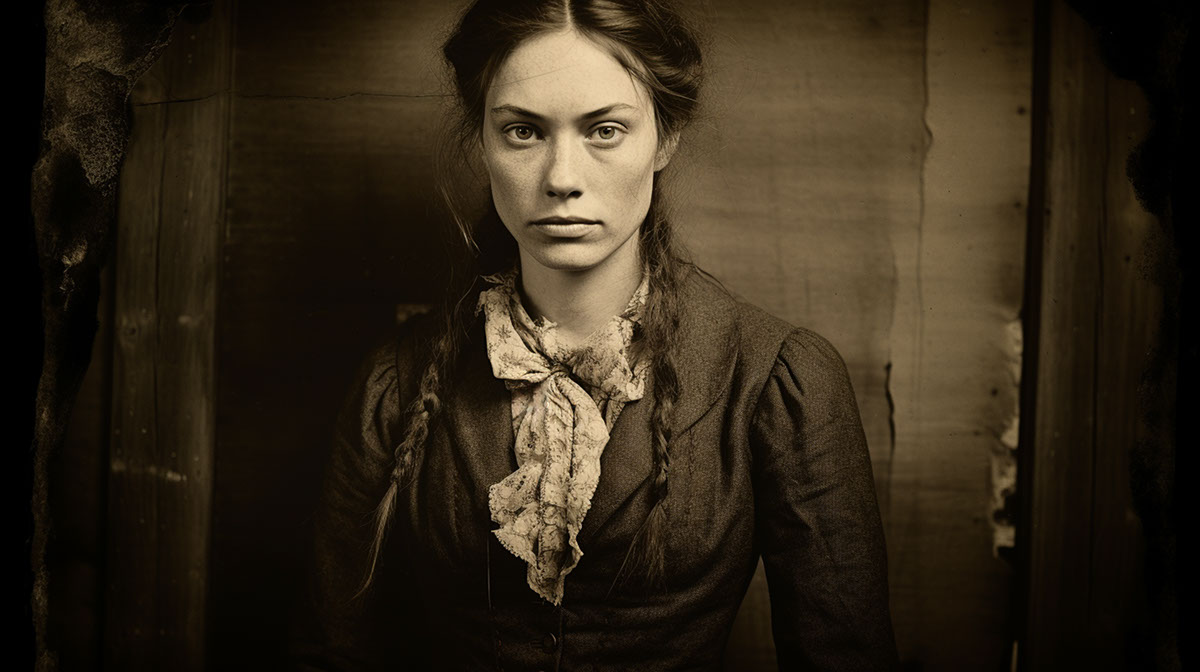 Antique Photograph of a Young Women From the 1800s rendition image
