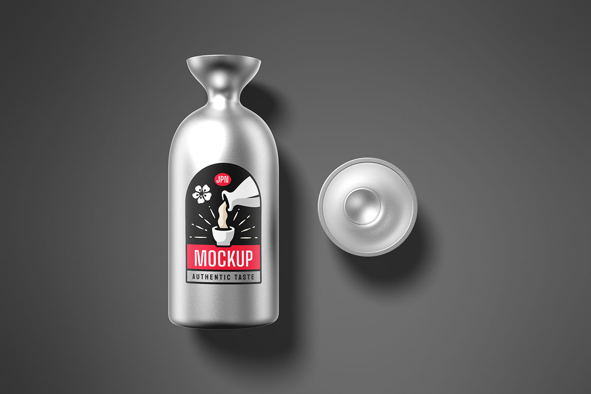 Sake Container Metal Free Metal Sake Bottle Mockup on Behance :: Behance