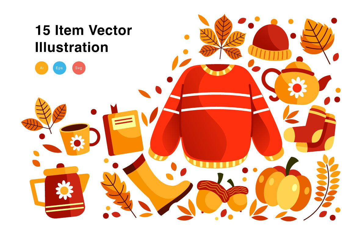 Autumn Elements Vector Illustration rendition image
