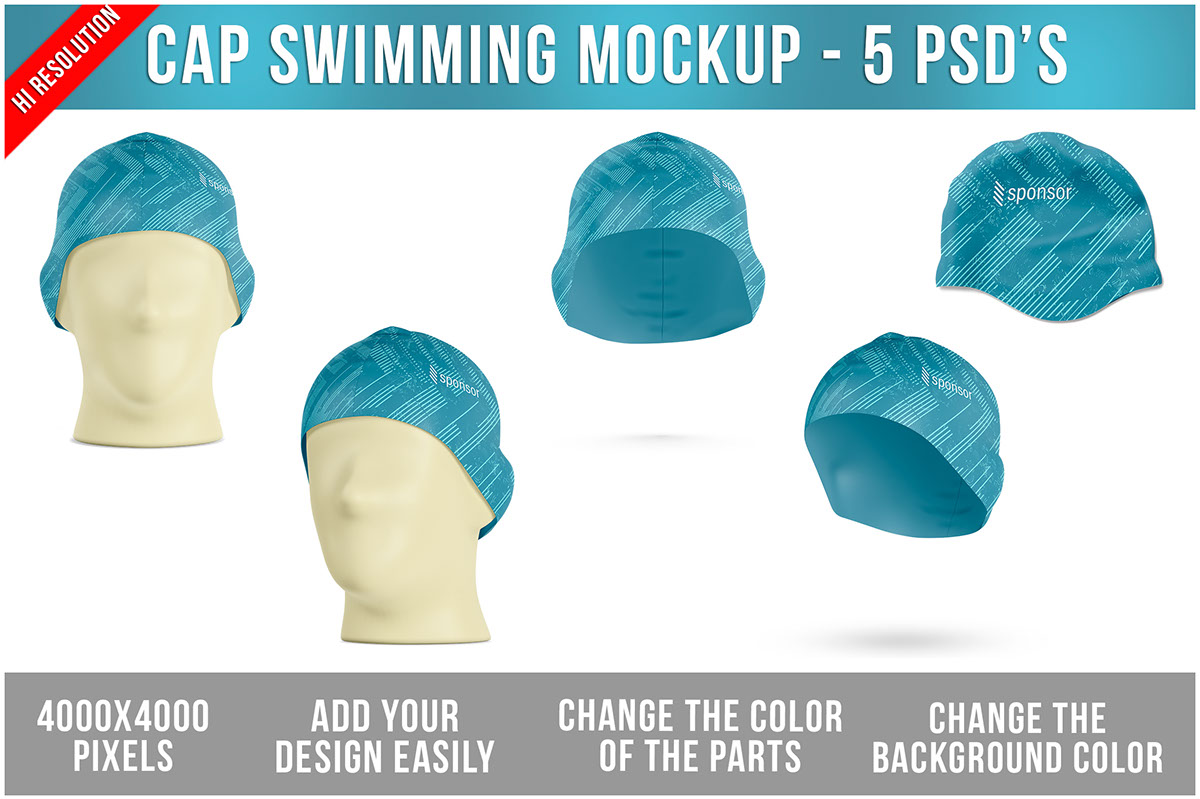 Swimming Cap Mockup rendition image