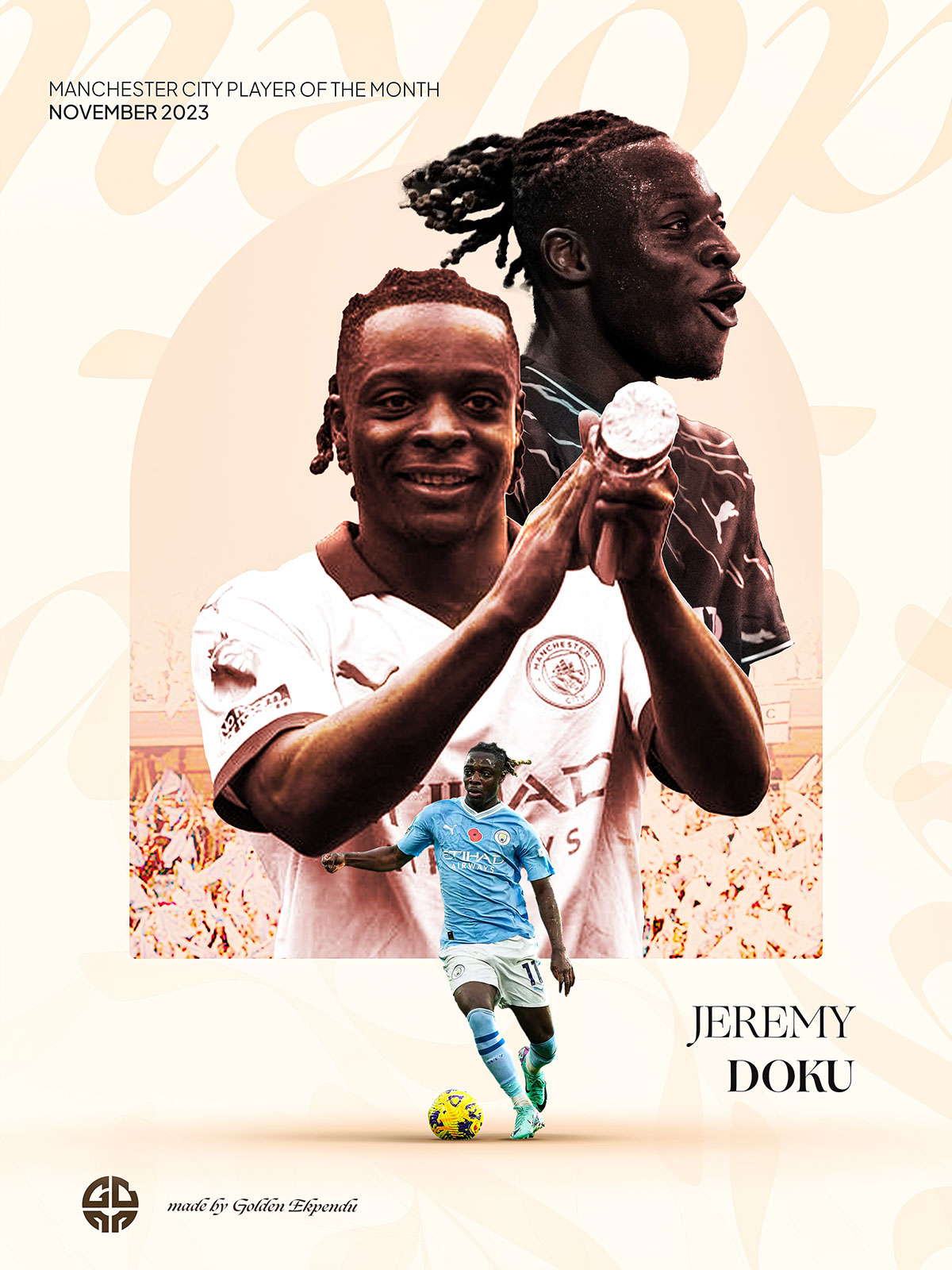 Jeremy Doku Player of the Month Poster - Clean Version rendition image