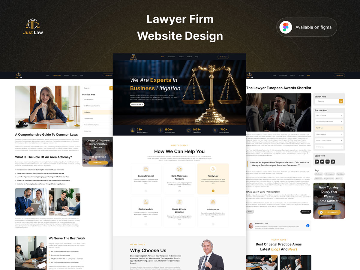 Law Firm Landing Page UI Design rendition image
