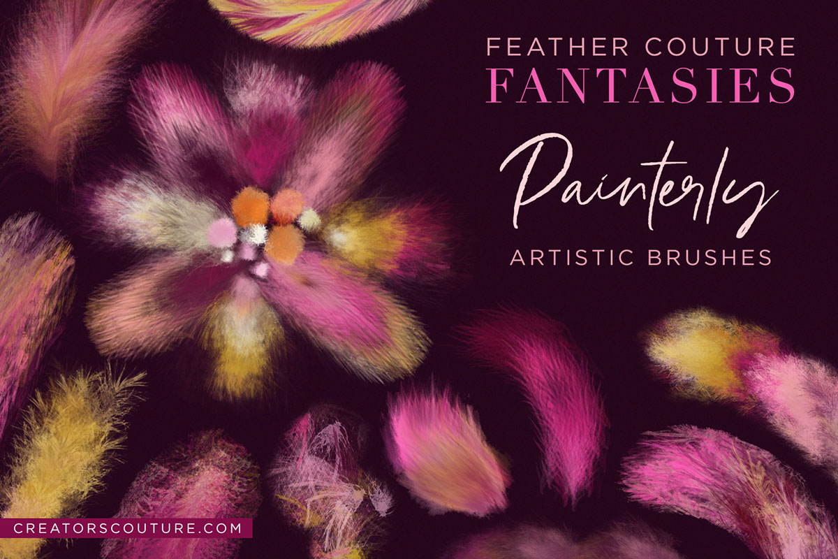 Feathery Artistic Photoshop Brushes by Creators Couture rendition image