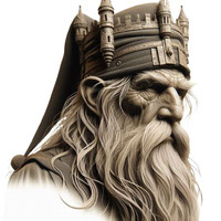 An old man with castle cap 3D clipart