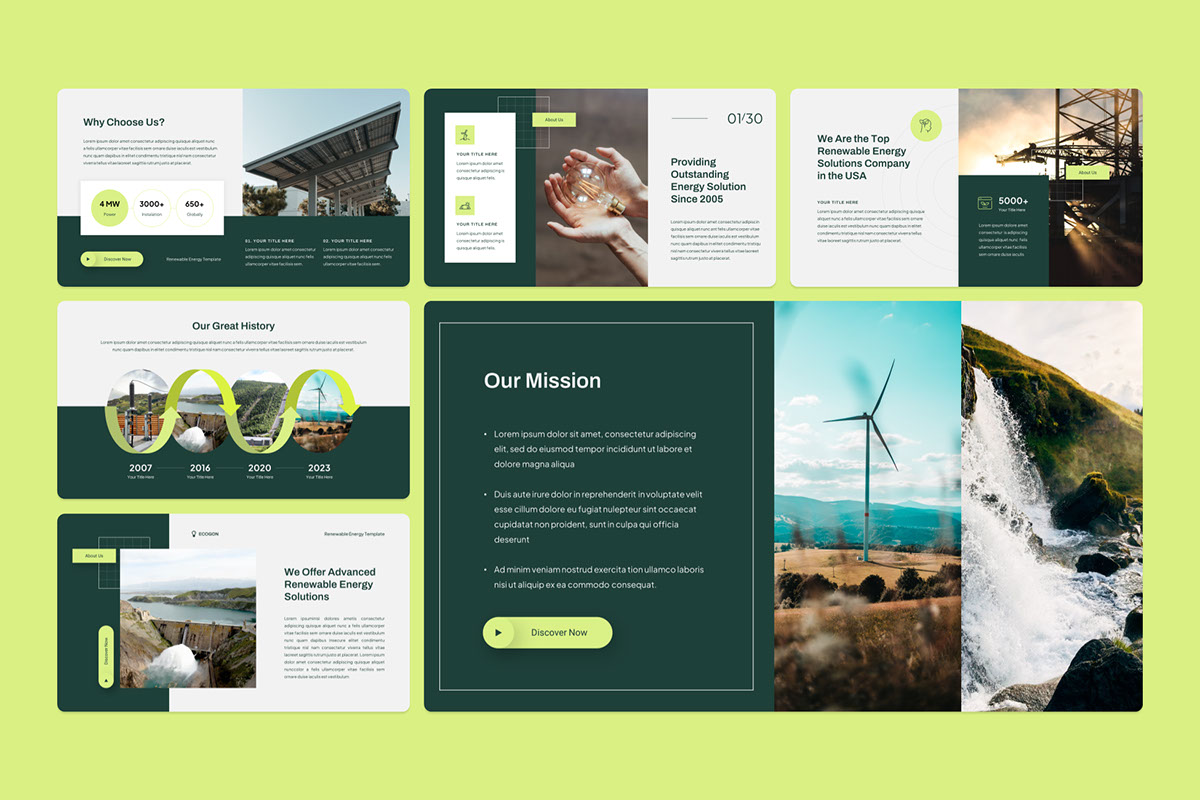 Ecogon - Renewable Energy PowerPoint Template rendition image