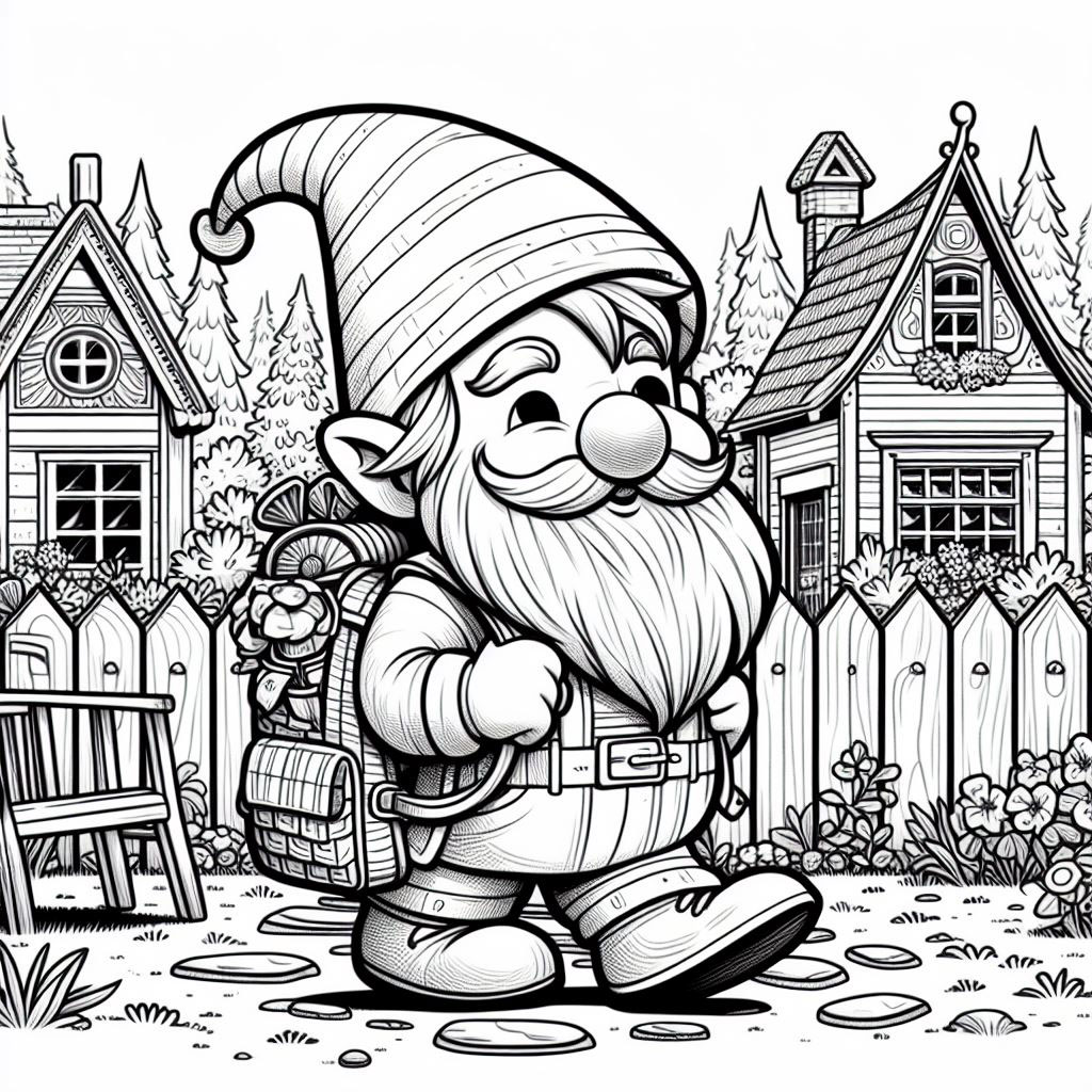 gnome coloring pages rendition image
