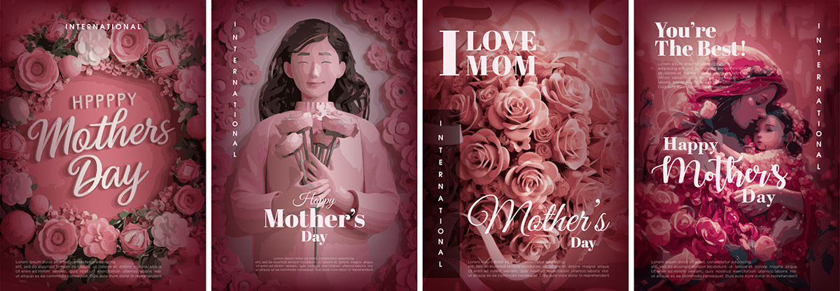 Happy mothers day set of illustrations rendition image