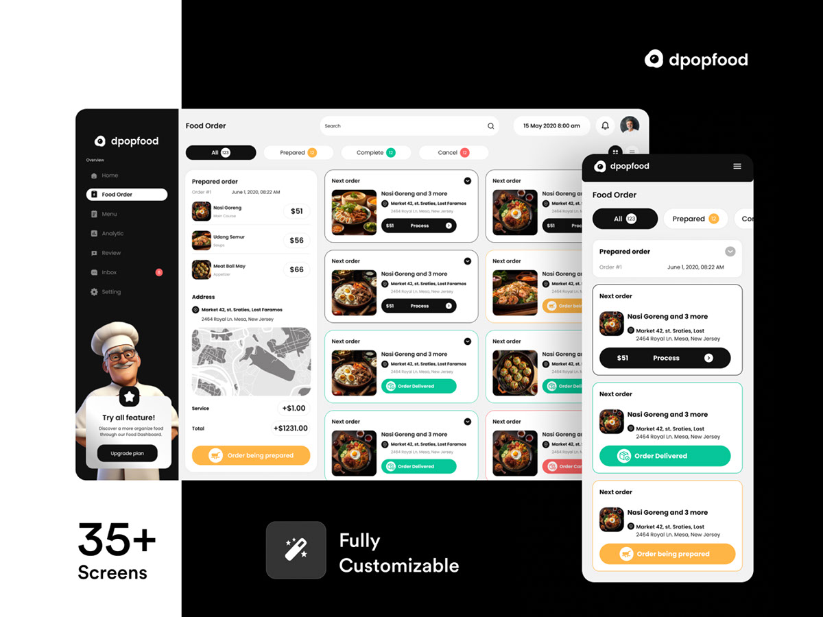 Dpopfood - Food and Beverage Dashboard UI KIT rendition image