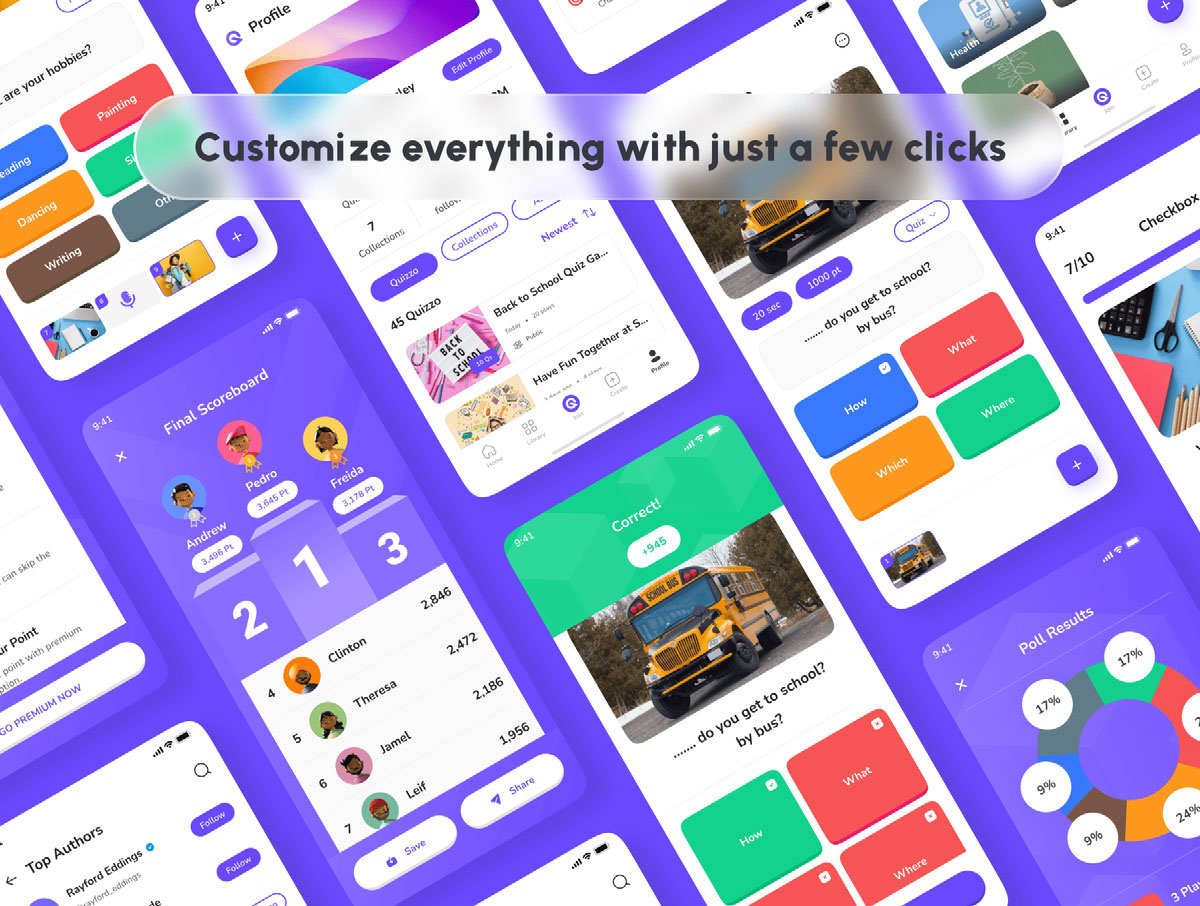 Quizzo - Quiz App UI Kit on Behance :: Behance