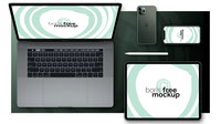 Free PSD Macbook Pro iPad Pro and iPhone 11 Pro Flatlay Mockup