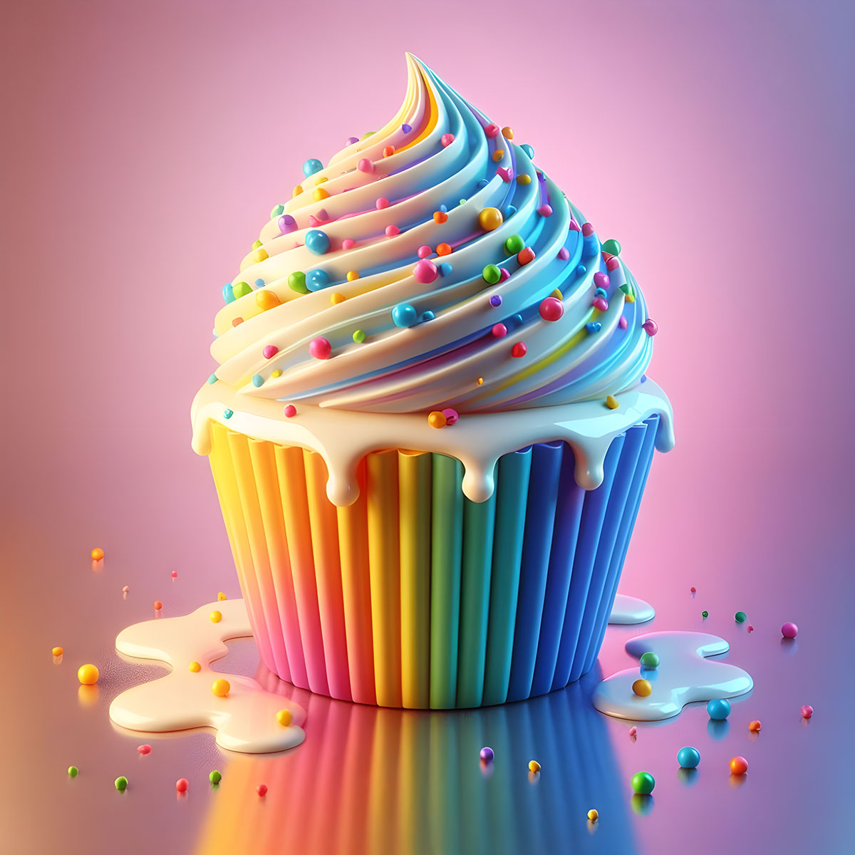 cup cake with  with sprinkles rendition image